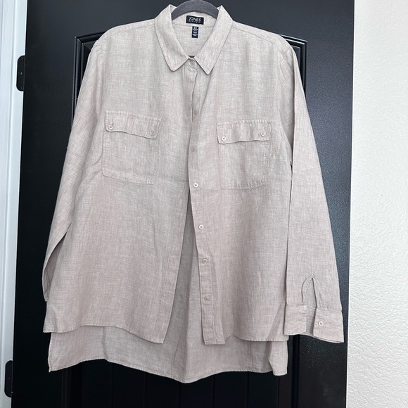 Jones New York Tops - Jones New York Light Beige Linen-Blend Shirt .
